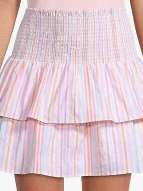 Vineyard Vines Pastel Stripe Smocked Tier Mini Skirt
